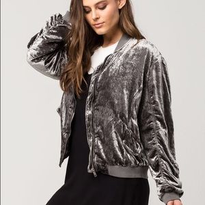 Free People crushed velvet bomber jacket